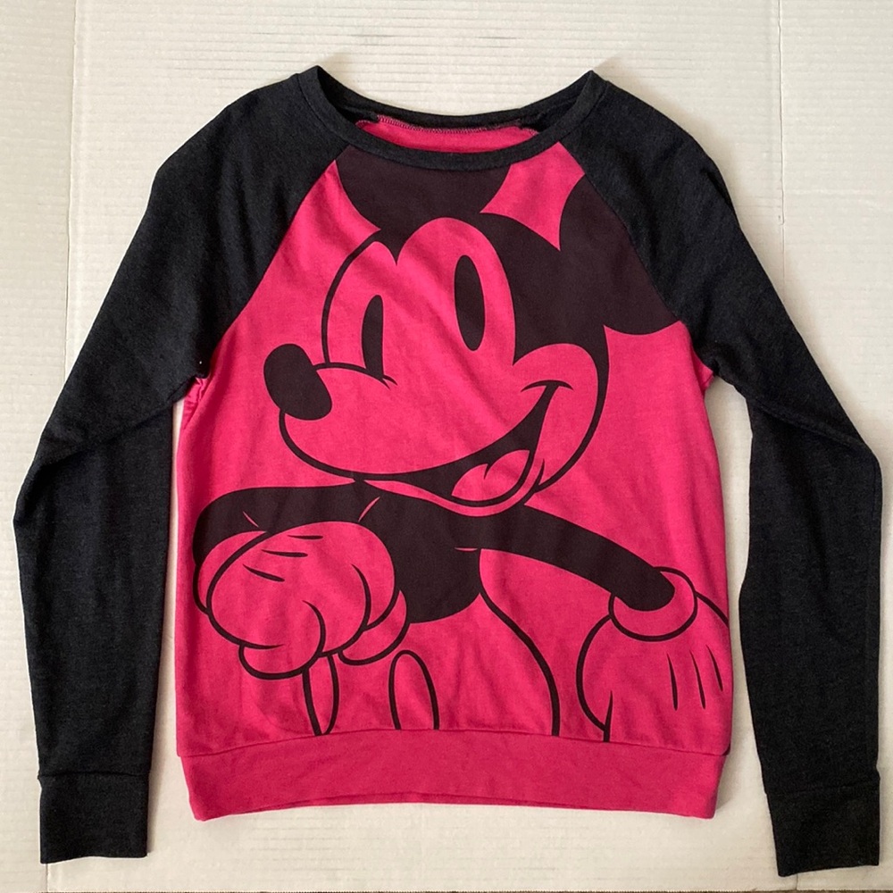 Disney Medium Pink and Black Mickey Mouse long Sleeve Shirt